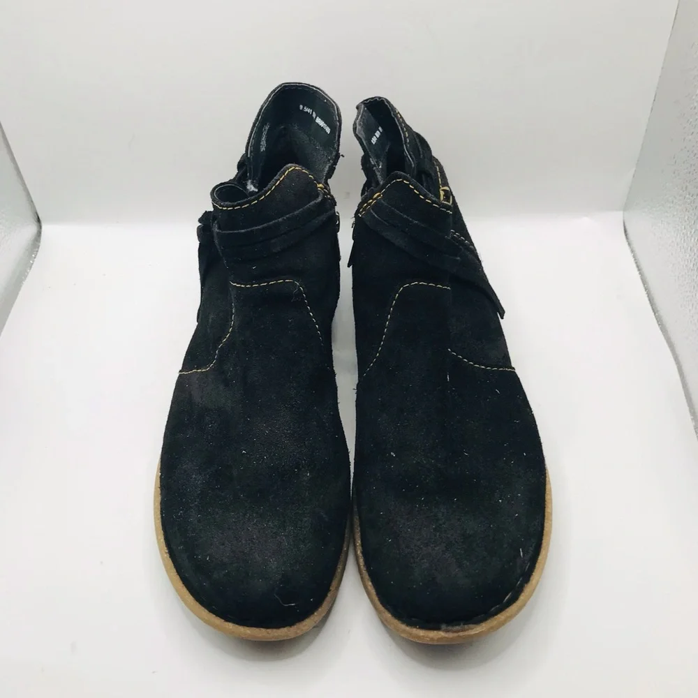 Born Black Suede Ankle Boots with Tan Sole - Picture 10 of 12
